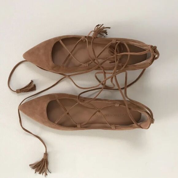 Women Sigerson Morrison Suede Closed Toe Flat Lacing Leather MSRP $275 Size 6 - Picture 1 of 7